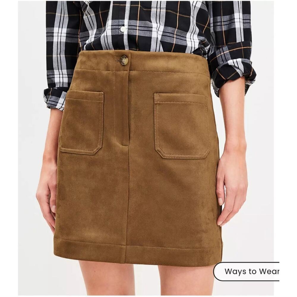 Women's LOFT Brown Suede Skirt Size 16 Toasted Biscotti